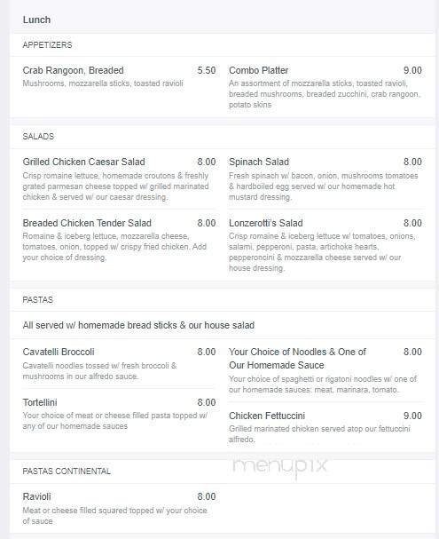 Lonzerotti's Italia Restaurant - Jacksonville, IL menu_pic
