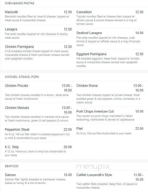Lonzerotti's Italia Restaurant - Jacksonville, IL menu_pic