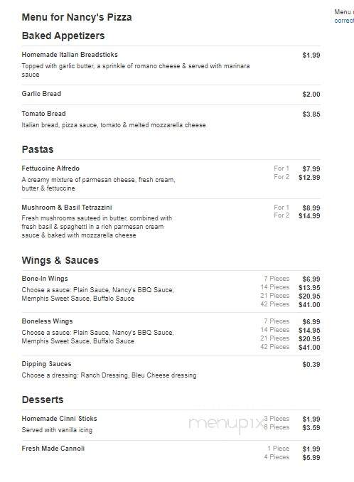 Nancy's Pizzeria - South Elgin, IL menu_pic