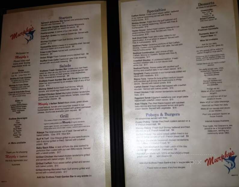 Murphy's Seafood Restaurant - Hammond, LA menu_pic