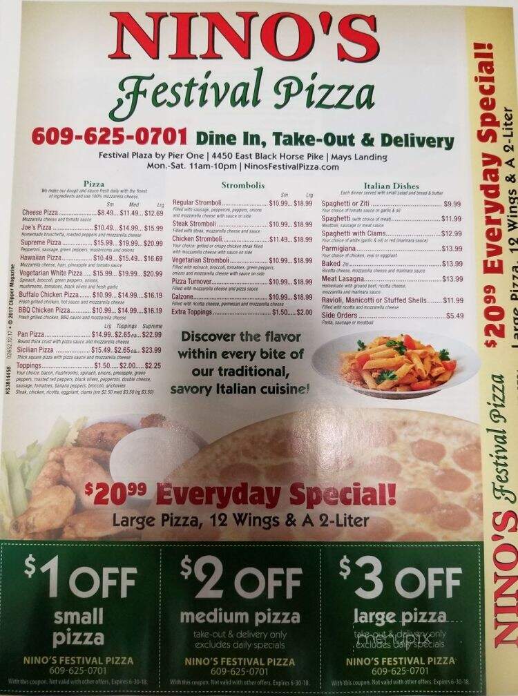 Nino's Festival Pizza - Mays Landing, NJ menu_pic