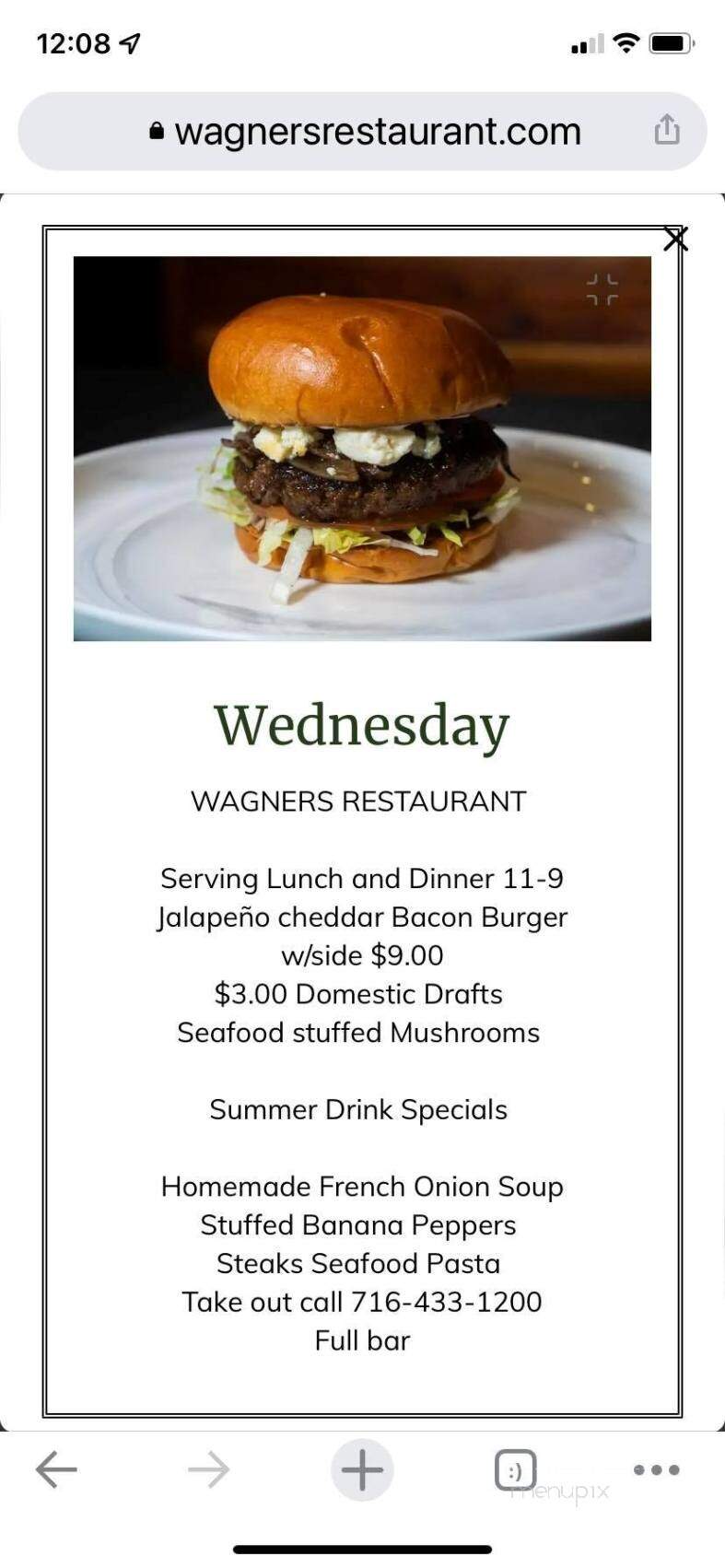 Wagner's Restaurant - Lockport, NY menu_pic