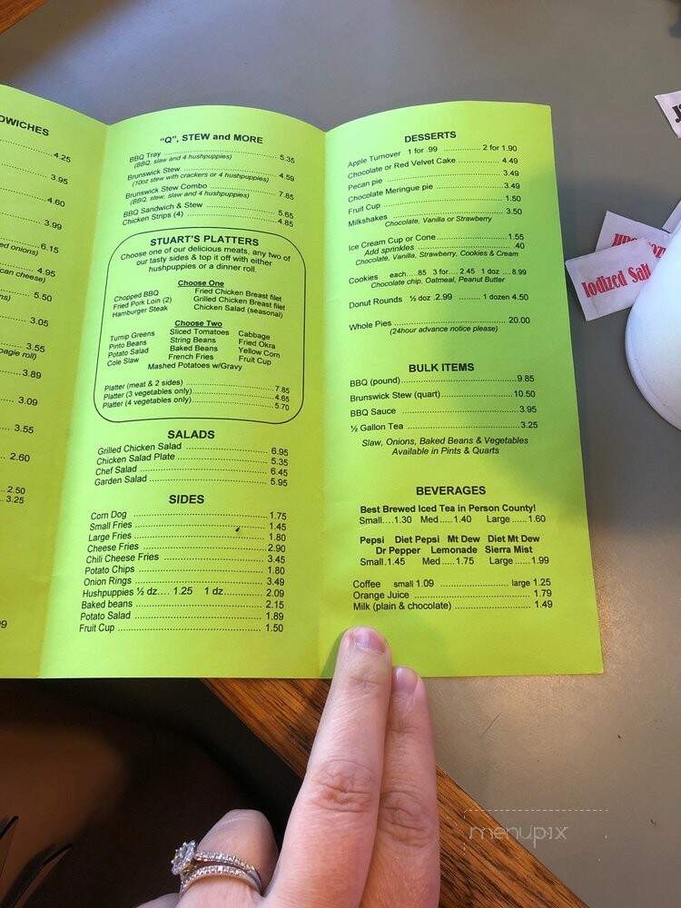 Stuart's Family Grill - Roxboro, NC menu_pic