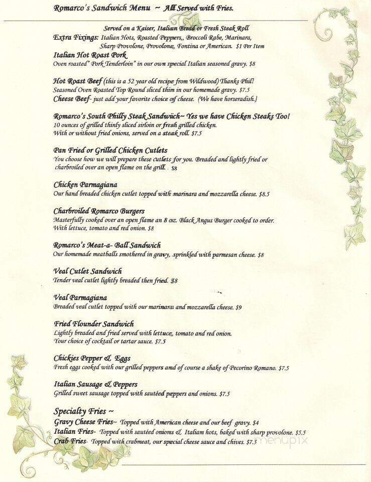 Romarco's - Clifton Heights, PA menu_pic