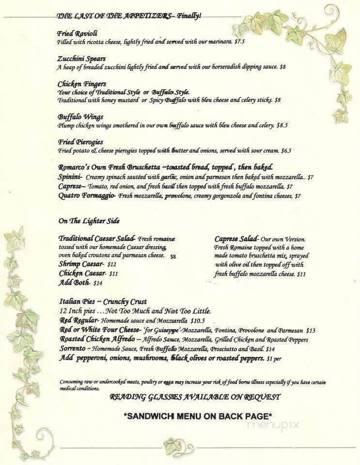Romarco's - Clifton Heights, PA menu_pic