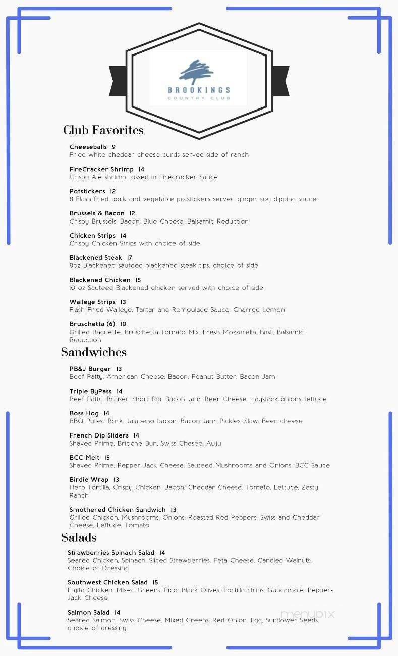 Brookings Country Club Restaurant - Brookings, SD menu_pic