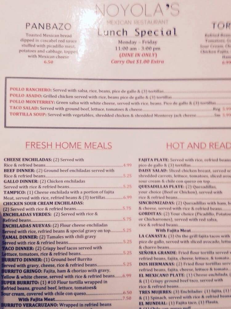 Noyola's Mexican Restaurant - Humble, TX menu_pic