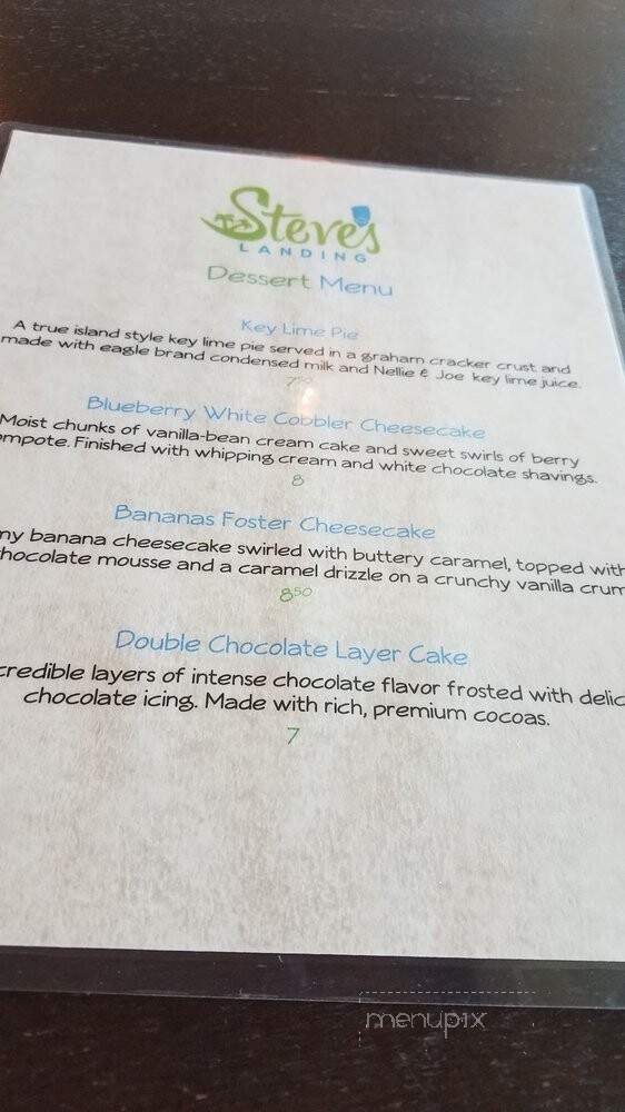 Steve's Landing - Crystal Beach, TX menu_pic