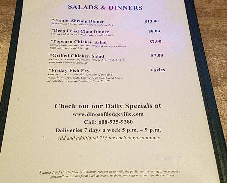 Dino's - Dodgeville, WI menu_pic