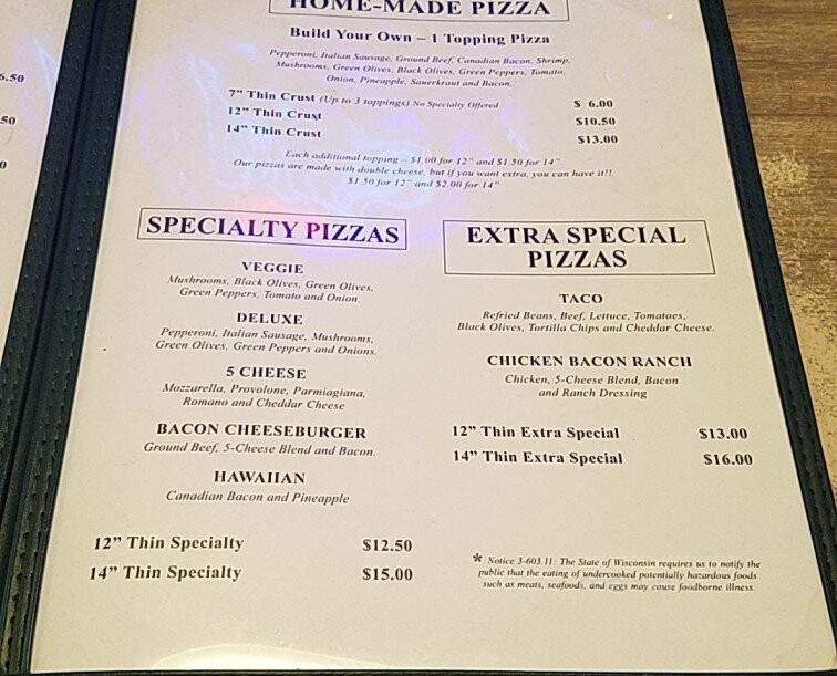 Dino's - Dodgeville, WI menu_pic