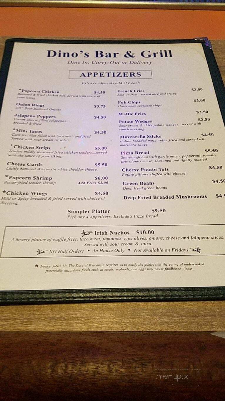 Dino's - Dodgeville, WI menu_pic