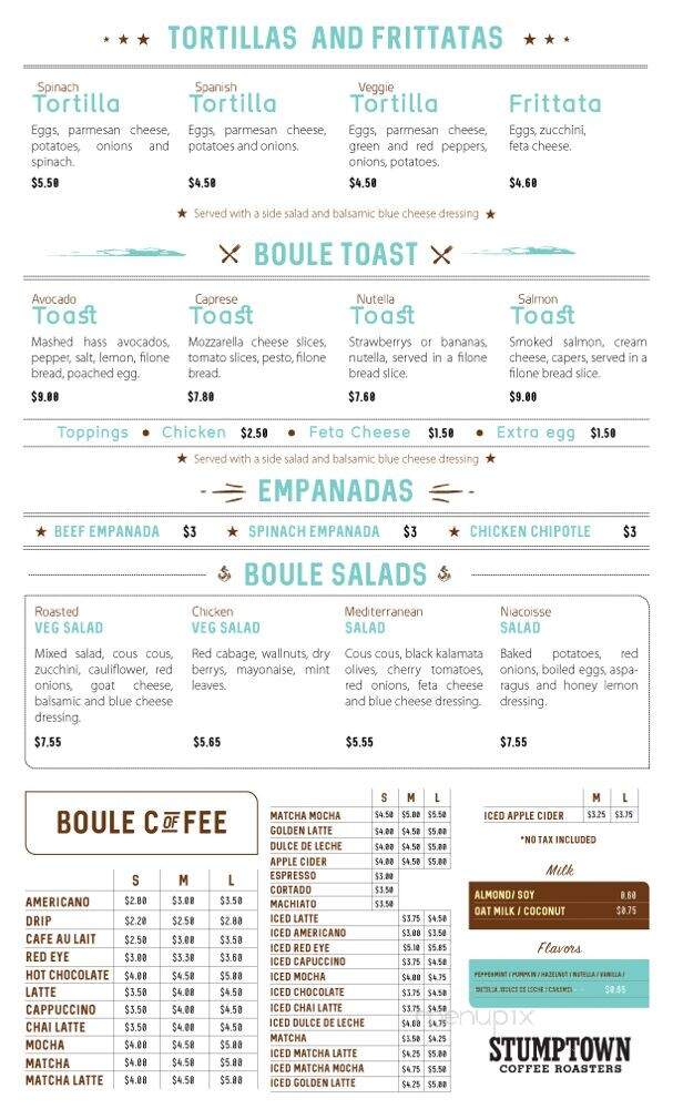 Boule & Cherie - New York, NY menu_pic