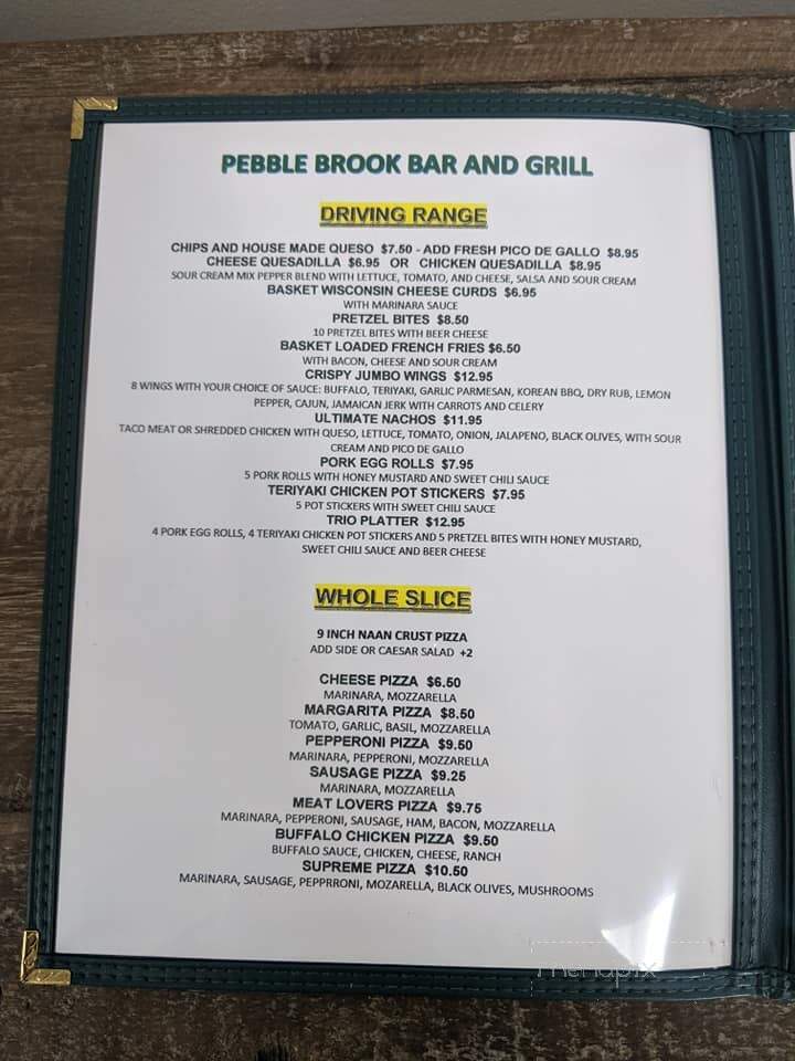 Pebble Brook Grill - Noblesville, IN menu_pic