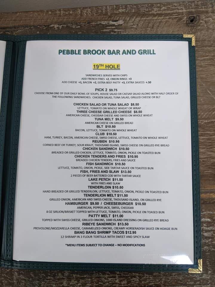 Pebble Brook Grill - Noblesville, IN menu_pic