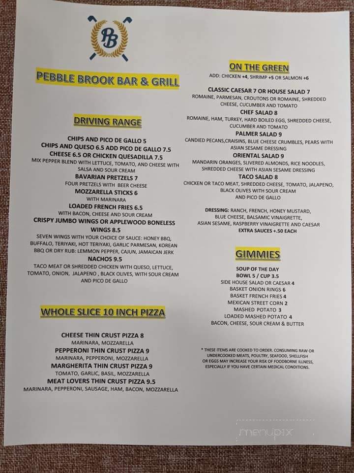 Pebble Brook Grill - Noblesville, IN menu_pic