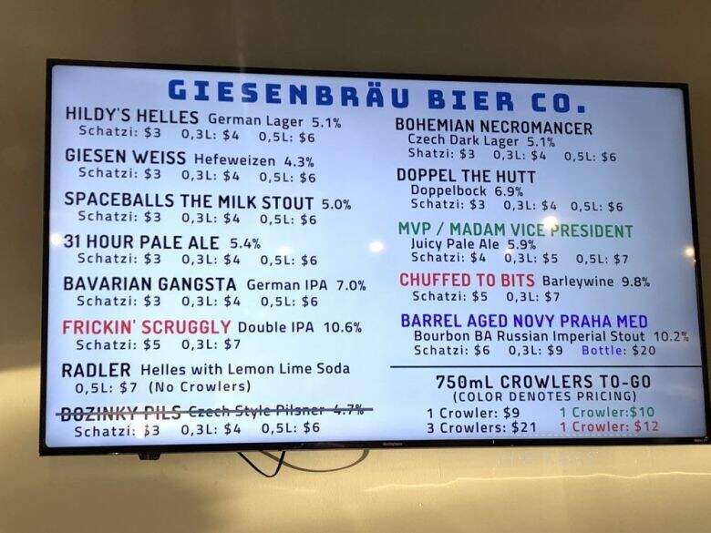 Giesenbrau Bier Co - New Prague, MN menu_pic