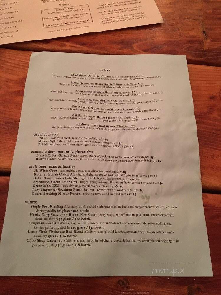 Monkey Wrench Smokehouse - Travelers Rest, SC menu_pic