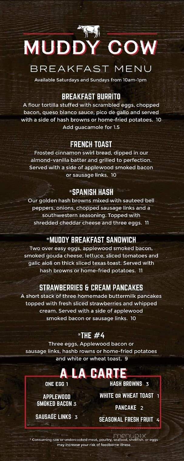 Muddy Cow - Cottage Grove, MN menu_pic