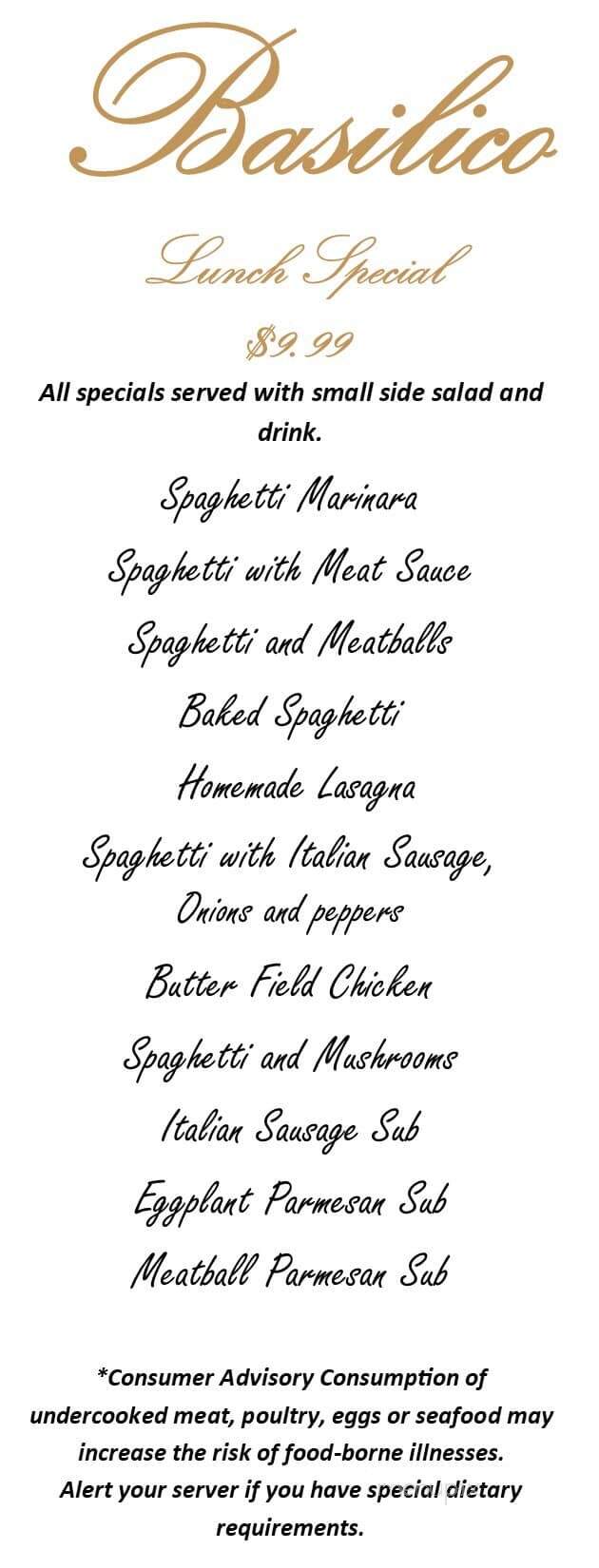 Basilico Greenville - Greenville, SC menu_pic