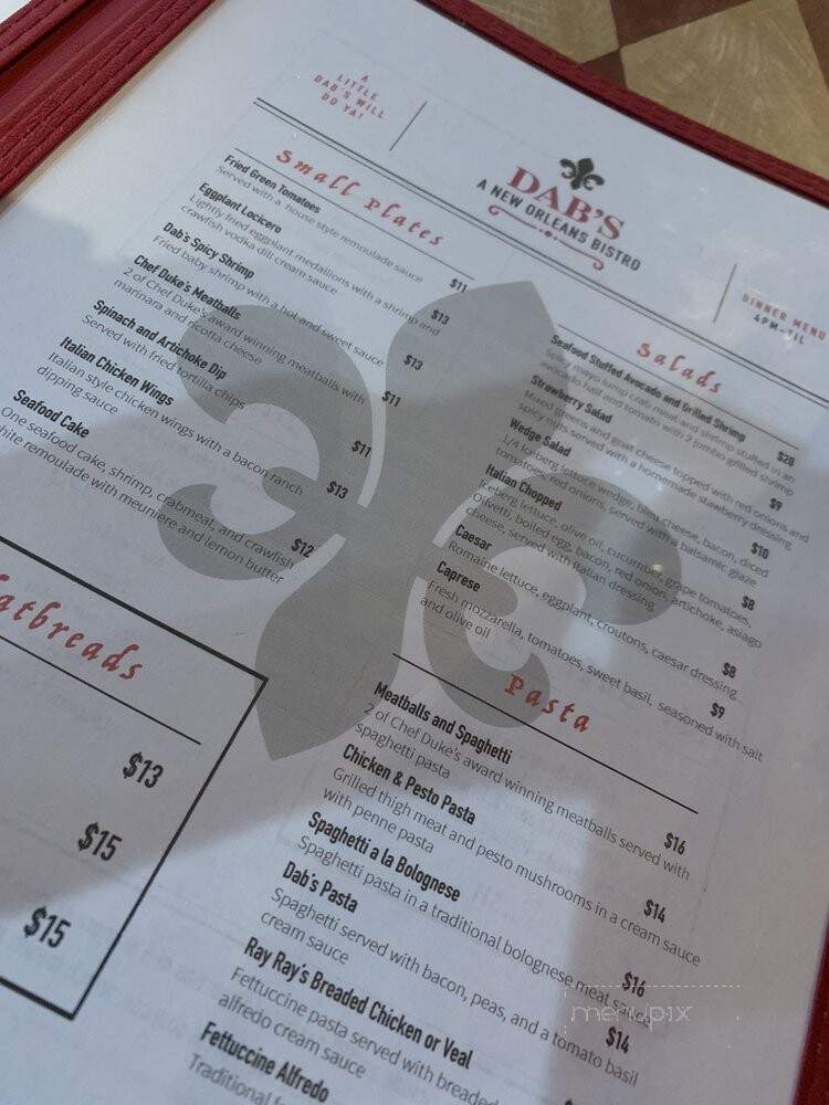 Dab's Bistro - Metairie, LA menu_pic