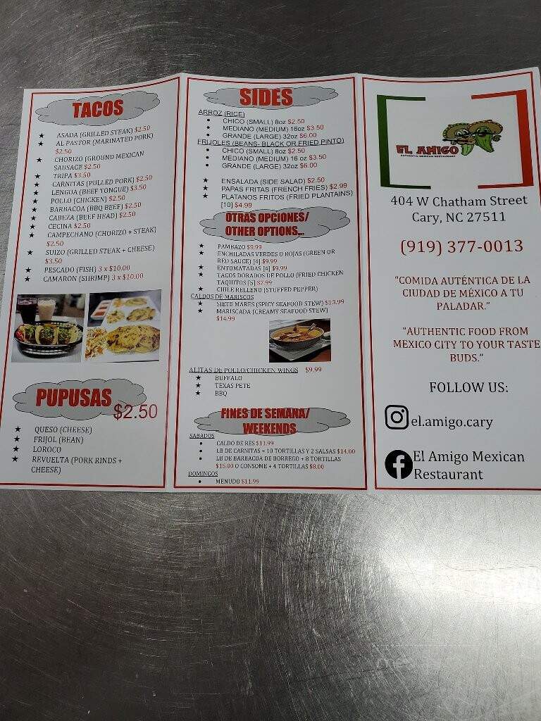 El Amigo Mexican Restaurant - Cary, NC menu_pic