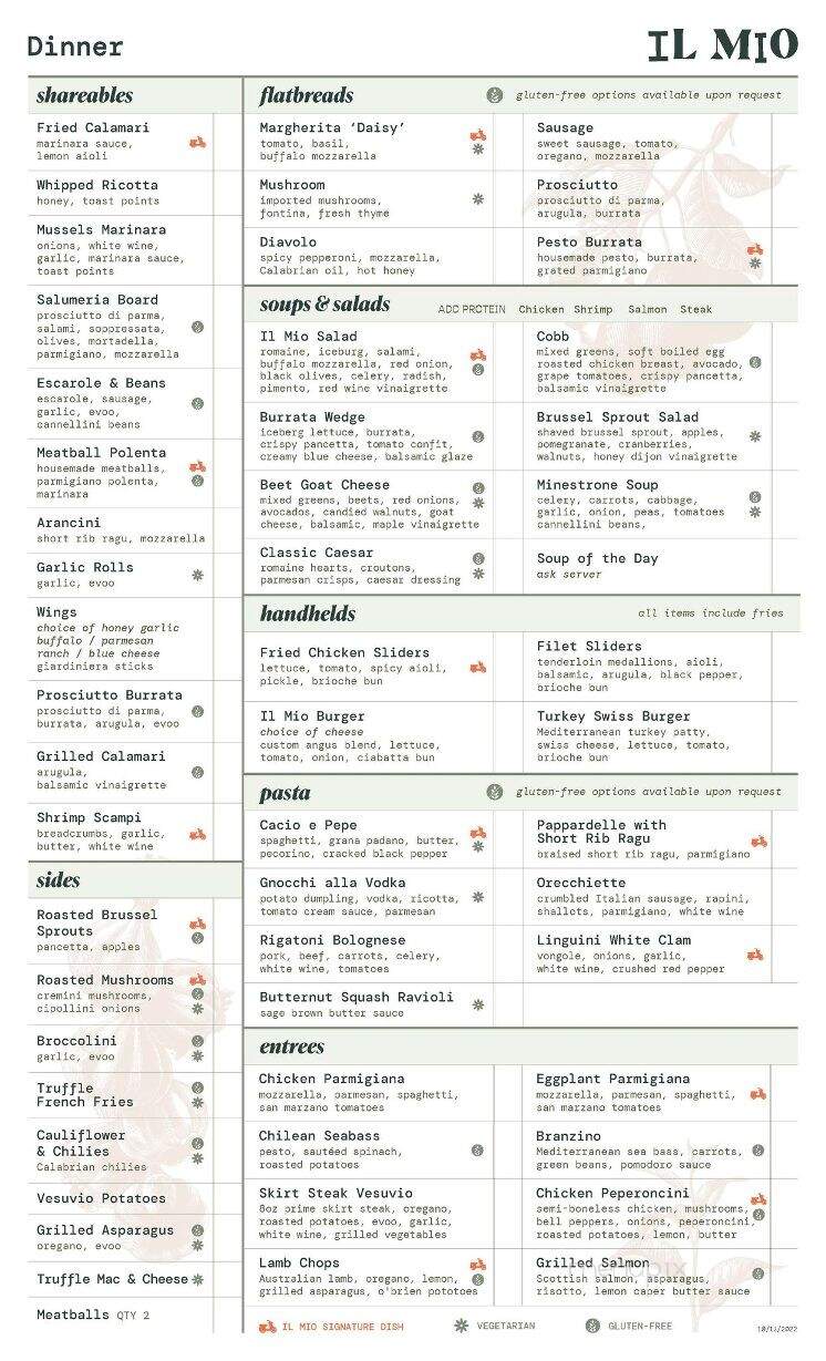 Il Mio - Clarendon Hills, IL menu_pic