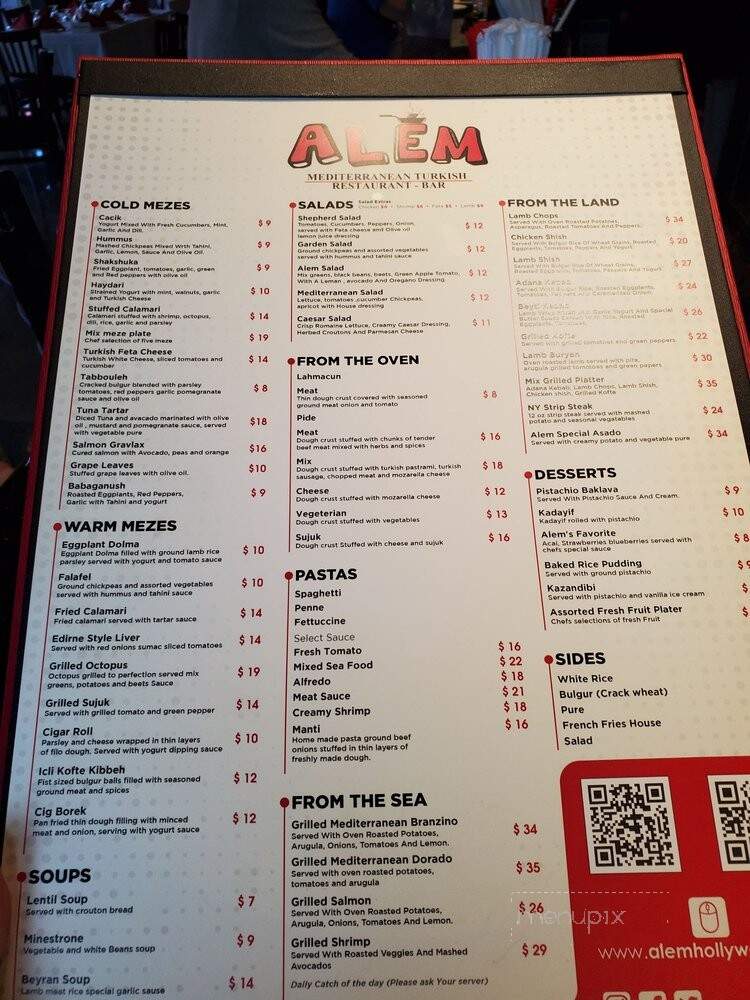 Alem Restaurant - Hollywood, FL menu_pic
