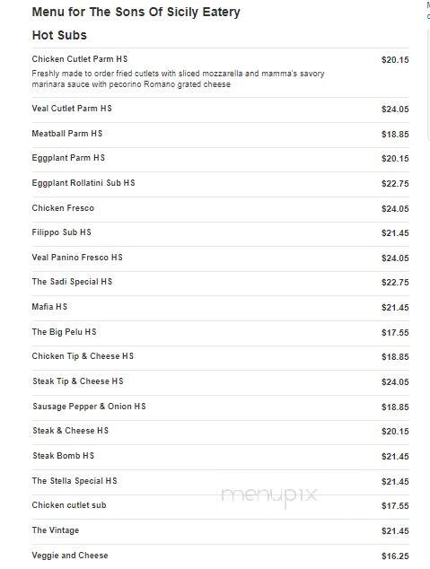 The Sons Of Sicily Eatery - Saugus, MA menu_pic