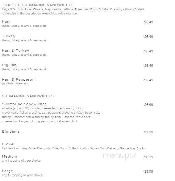 Mr Jim's Pizza - Venus, TX menu_pic