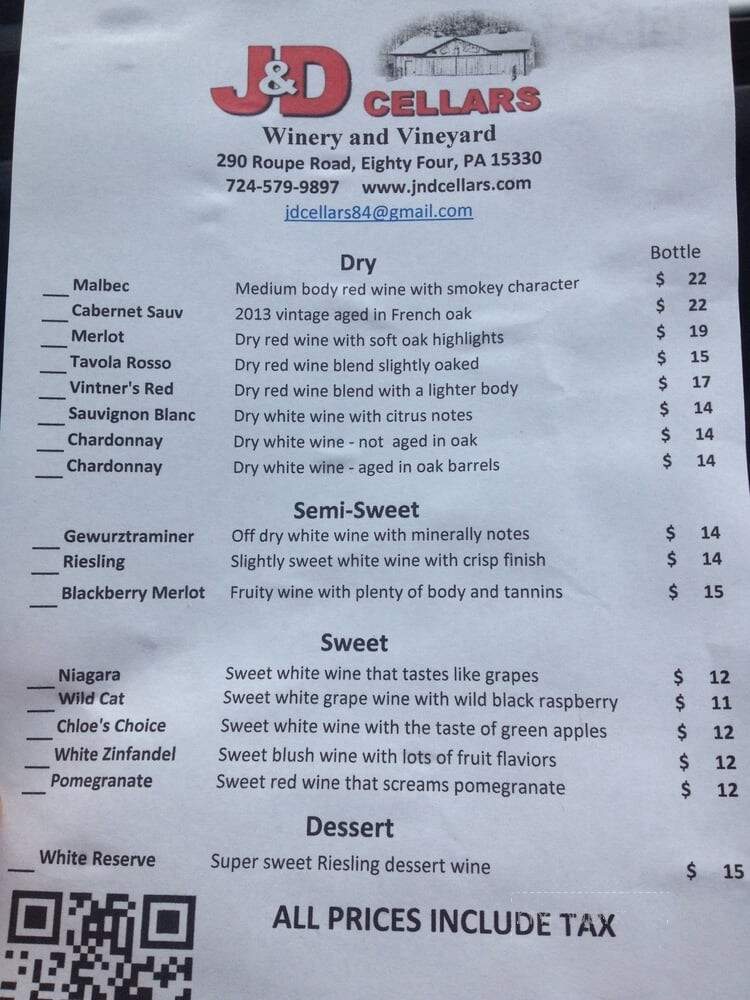 J&D Cellars - Eighty Four, PA menu_pic