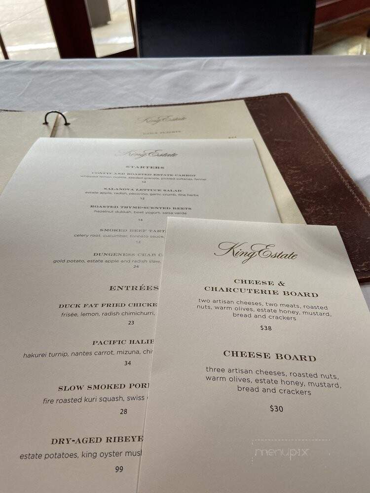 King Estate Winery - Eugene, OR menu_pic