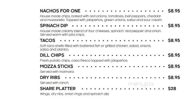 The Flying Canoe Pub - Courtenay, BC menu_pic
