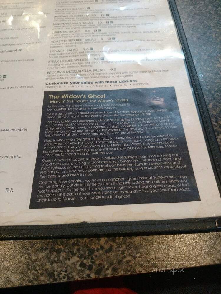 Widows Tavern Grille - Stockertown, PA menu_pic