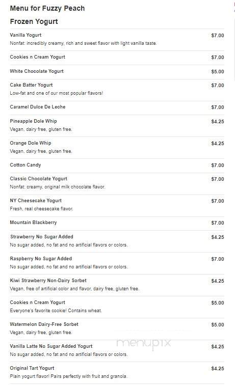 Fuzzy Peach Frozen Yogurt - Leland, NC menu_pic