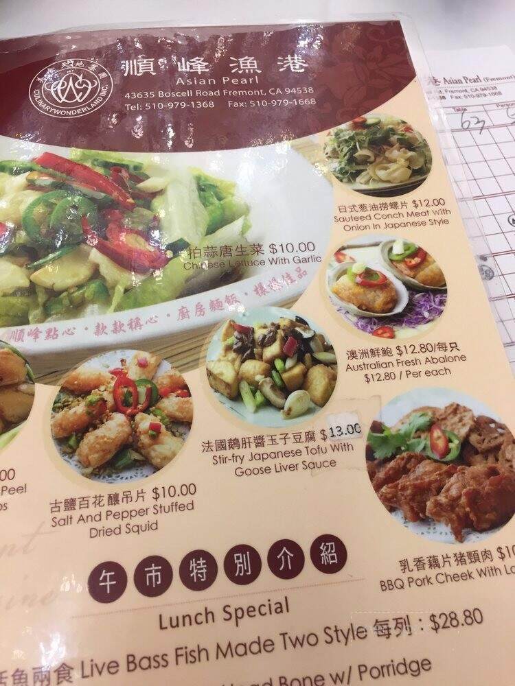 Fremont Asian Pearl - Fremont, CA menu_pic