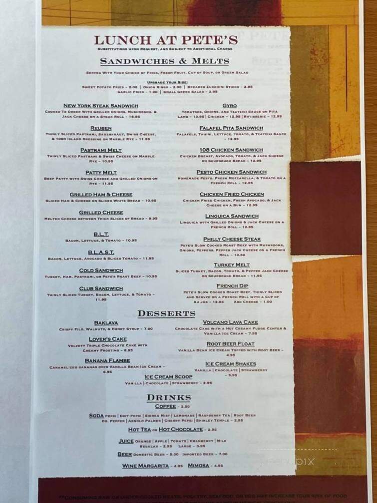 Pete's Cafe - Sonora, CA menu_pic