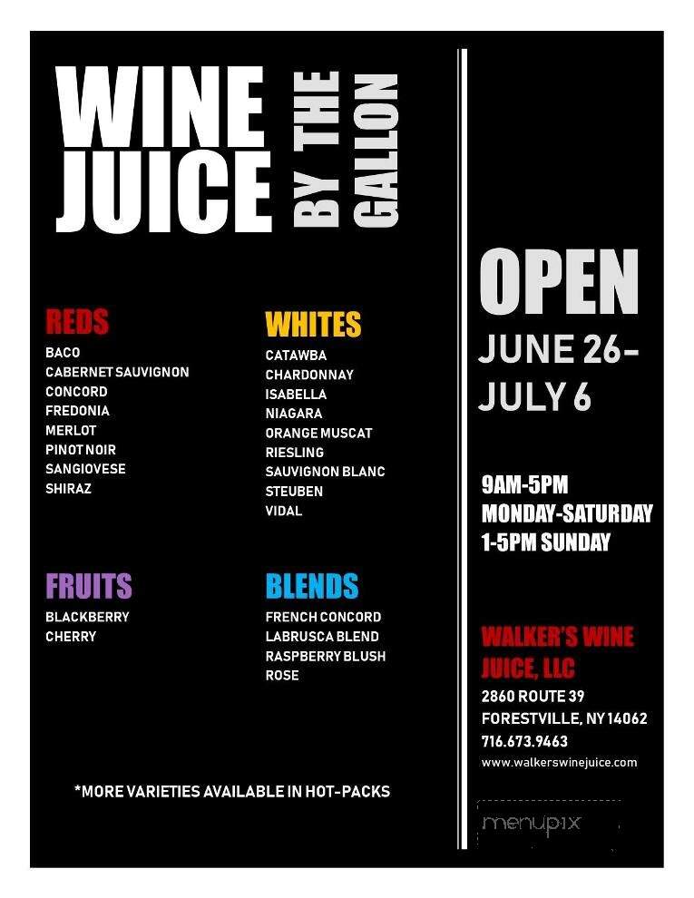 Walker's Wine Juice - Forestville, NY menu_pic