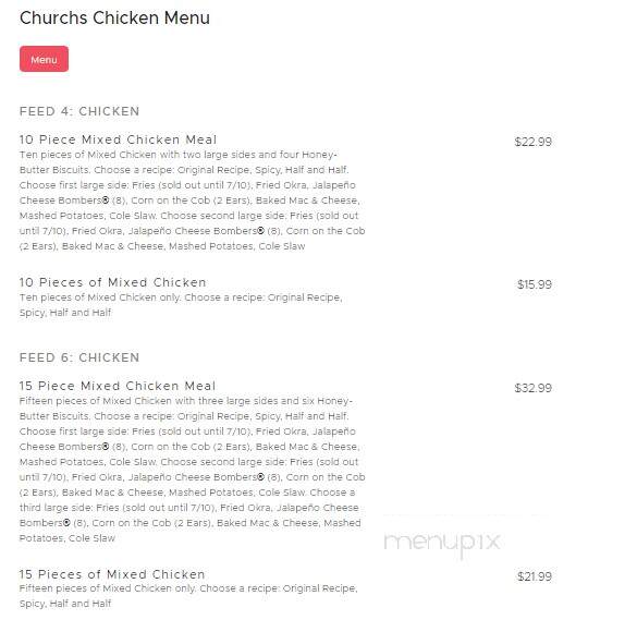 Church's Chicken - West Palm Beach, FL menu_pic
