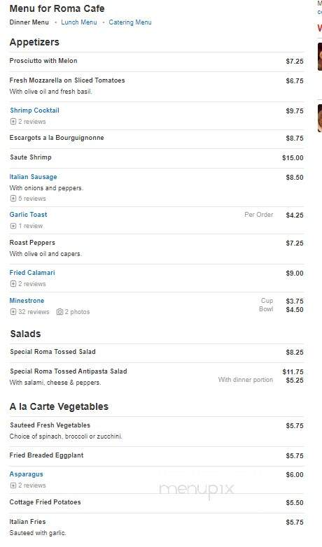 Roma Cafe - Detroit, MI menu_pic