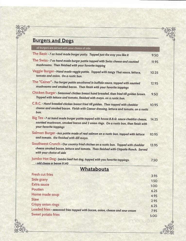 Eagles Nest Restaurant & Bakery - Bancroft, ON menu_pic