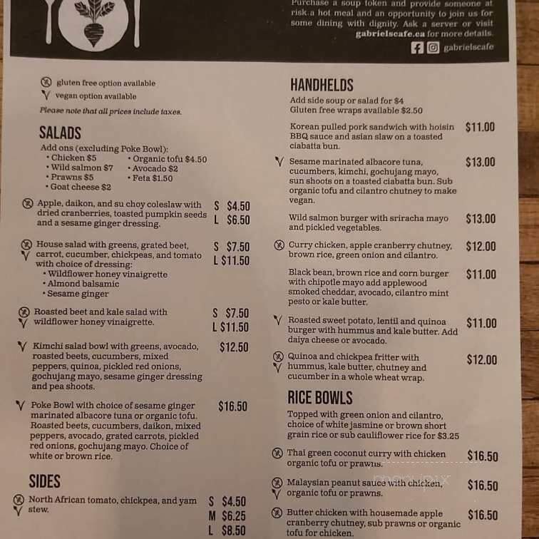 Gabriel's cafe - Nanaimo, BC menu_pic