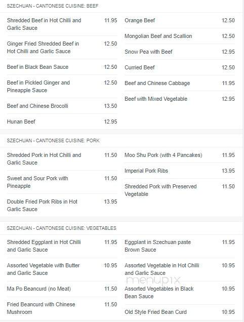 Zen Chinese Cuisine - Halifax, NS menu_pic