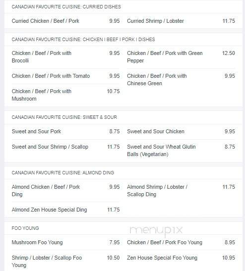 Zen Chinese Cuisine - Halifax, NS menu_pic