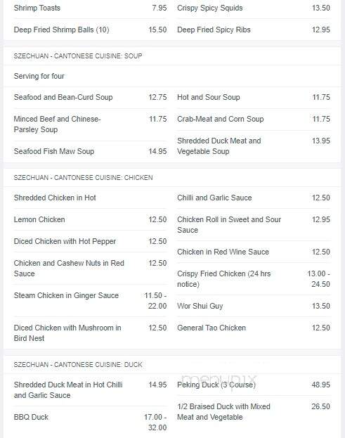 Zen Chinese Cuisine - Halifax, NS menu_pic
