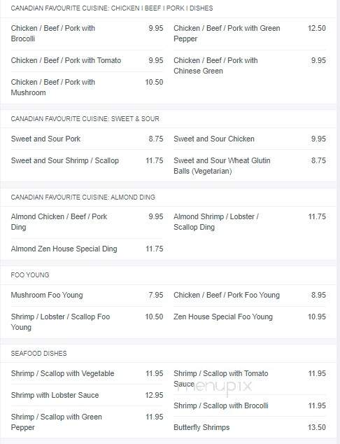 Zen Chinese Cuisine - Halifax, NS menu_pic