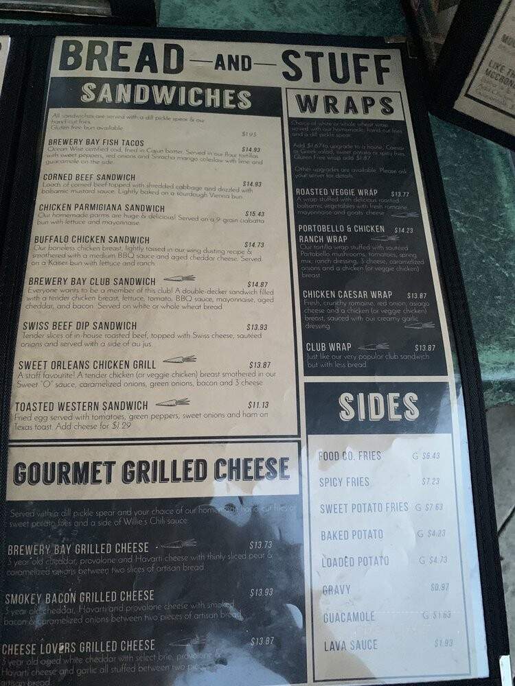 Brewery Bay Food Company - Orillia, ON menu_pic