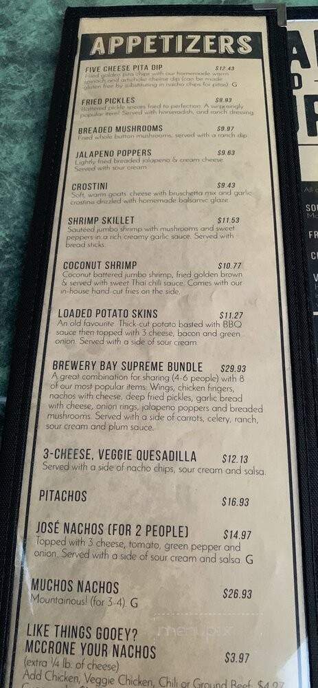 Brewery Bay Food Company - Orillia, ON menu_pic