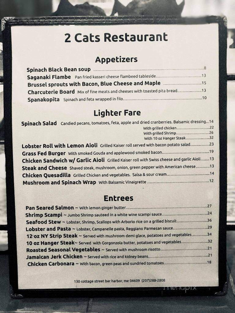 2 Cats - Bar Harbor, ME menu_pic