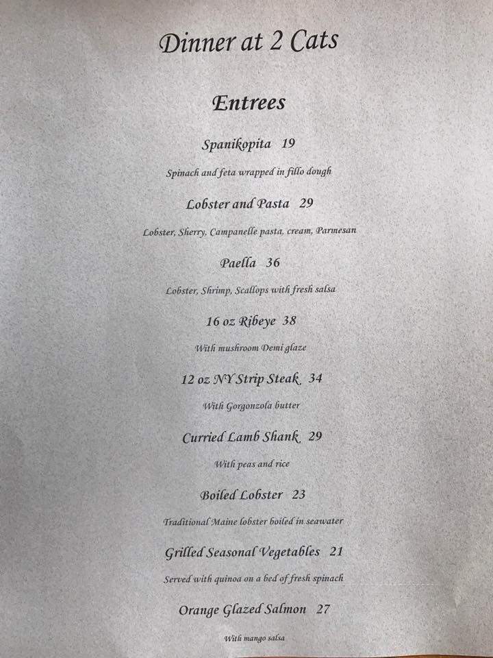 2 Cats - Bar Harbor, ME menu_pic