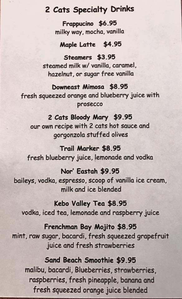 2 Cats - Bar Harbor, ME menu_pic
